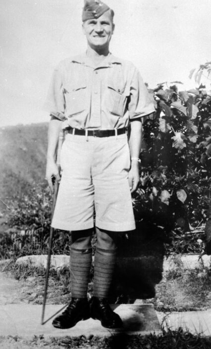 Full-length photograph of CSM John R. Osborn in shorts and cap, Jamaica
