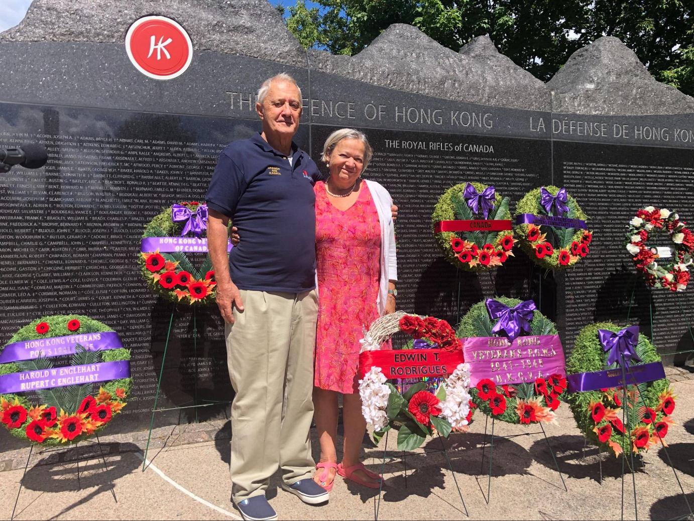 Maureen Rodrigues and her partner Gary Pitts at the Memorial Wall