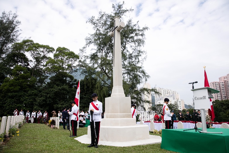 Cross of Remembrance at Sai Wan War Cemetery (courtesy, Consulate of Canada in Hong Kong)