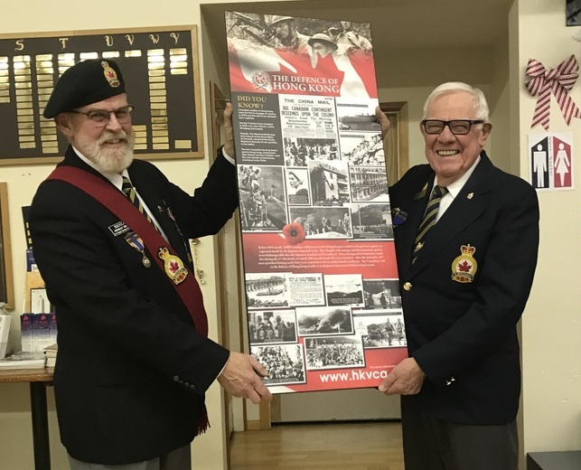 Murray Doull presenting the HKVCA Commemorative Plaque to Calvin Lutz, president of Vavenby and District RCL Branch#259 on December 10, 2018. Photo courtesy of Lucy Doull