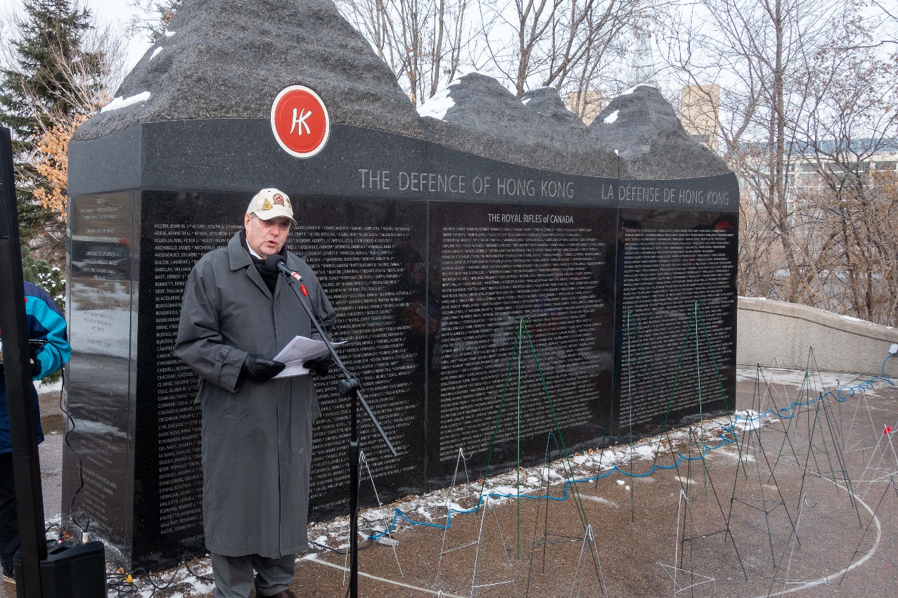 Ted Terry delivering a heartfelt speech at the Memorial Wall 