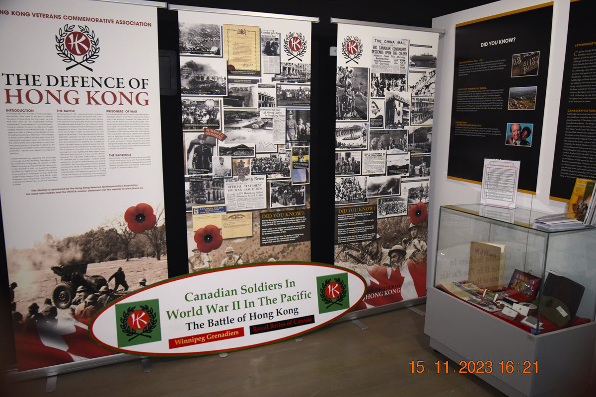 HKVCA Display with showcase, Lethbridge Military Museum
