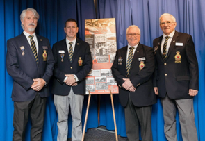 Image: Executive Committee of Royal Canadian 
					Legion 114 (Lynn Valley) with the HKVCA Commemorative 
					Plaque.