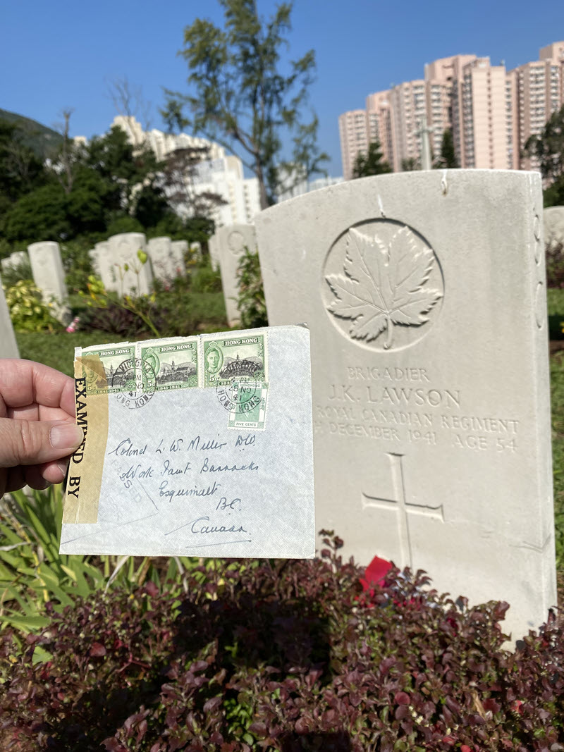Image: Envelope at Lawson's gravesite
