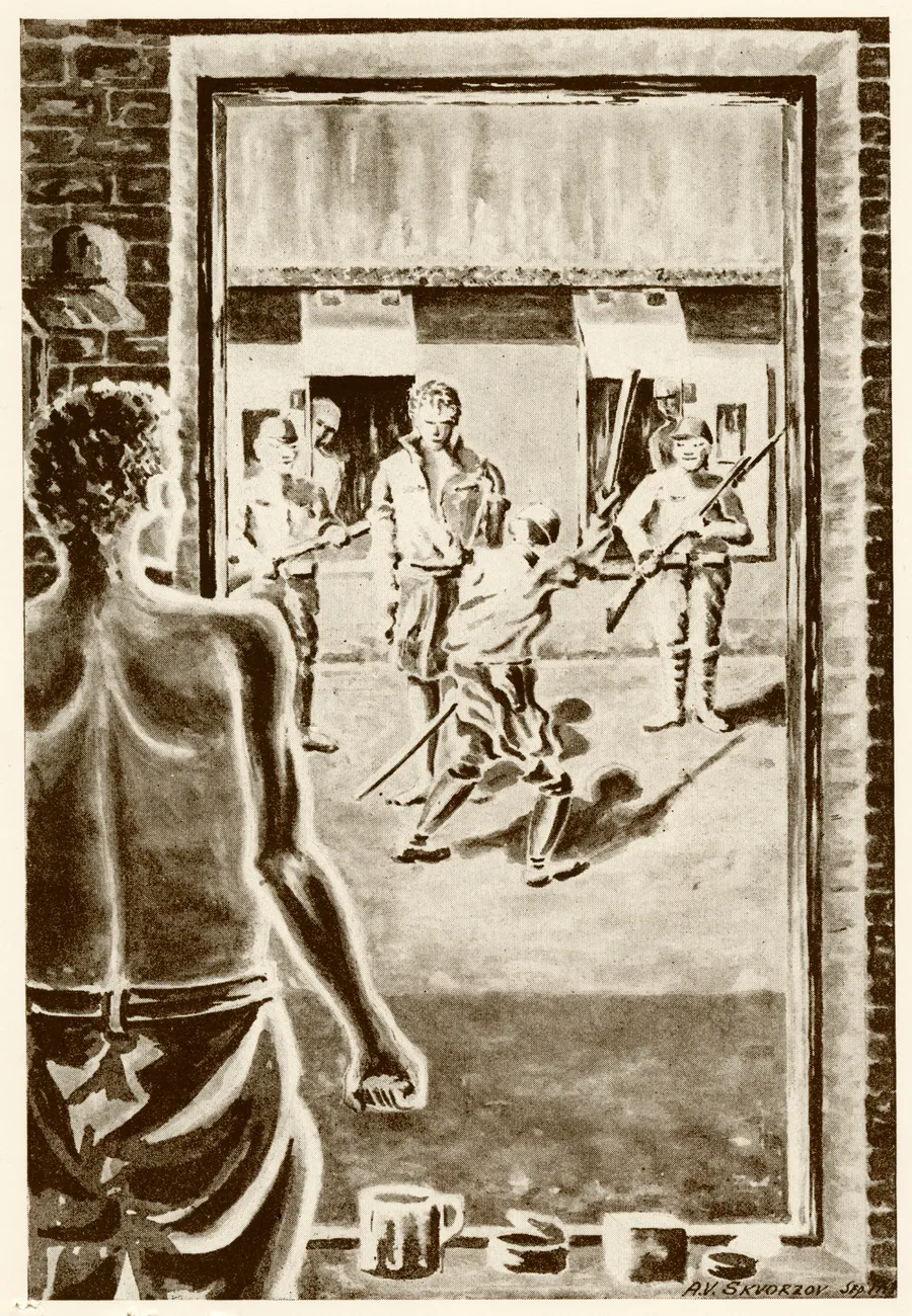 Drawing of ife in the Sham Shui Po internment camp